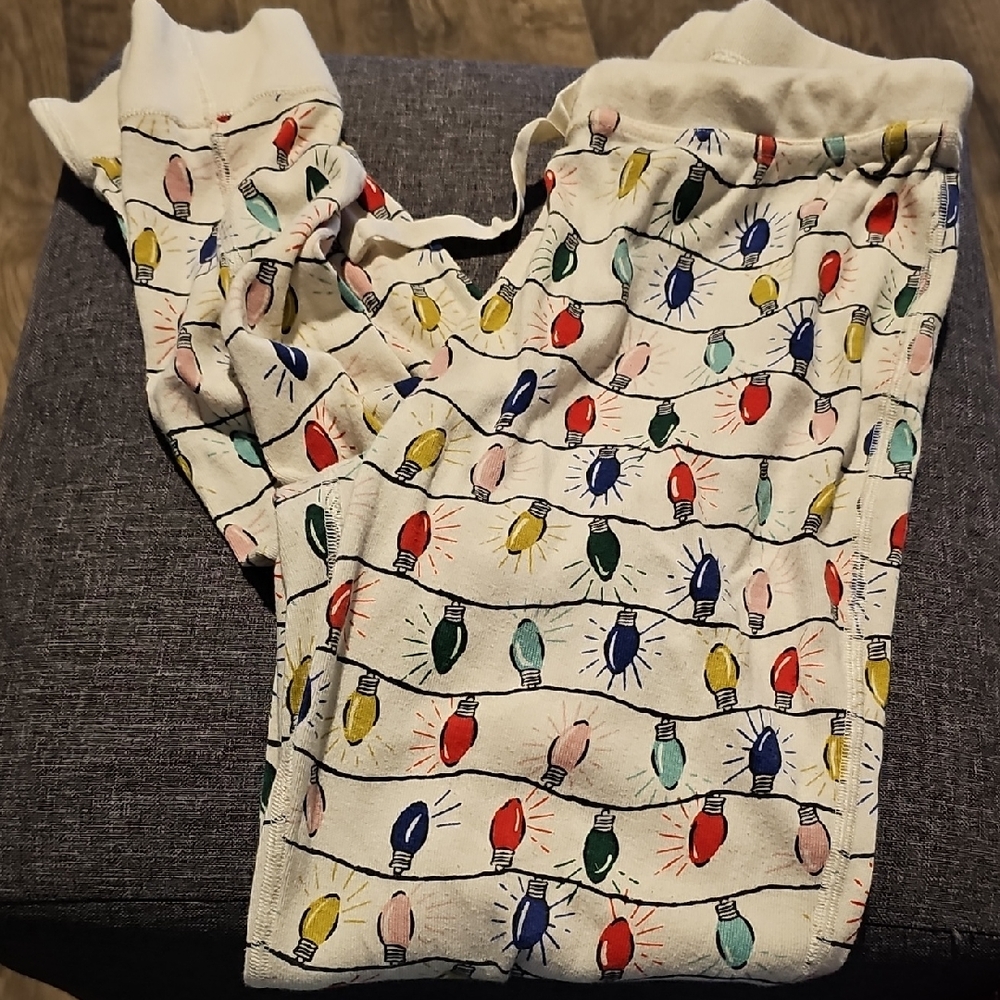 Hanna Andersson Cream Pajama Pant Christmas Light Bulbs Festive Intimates Lounge
